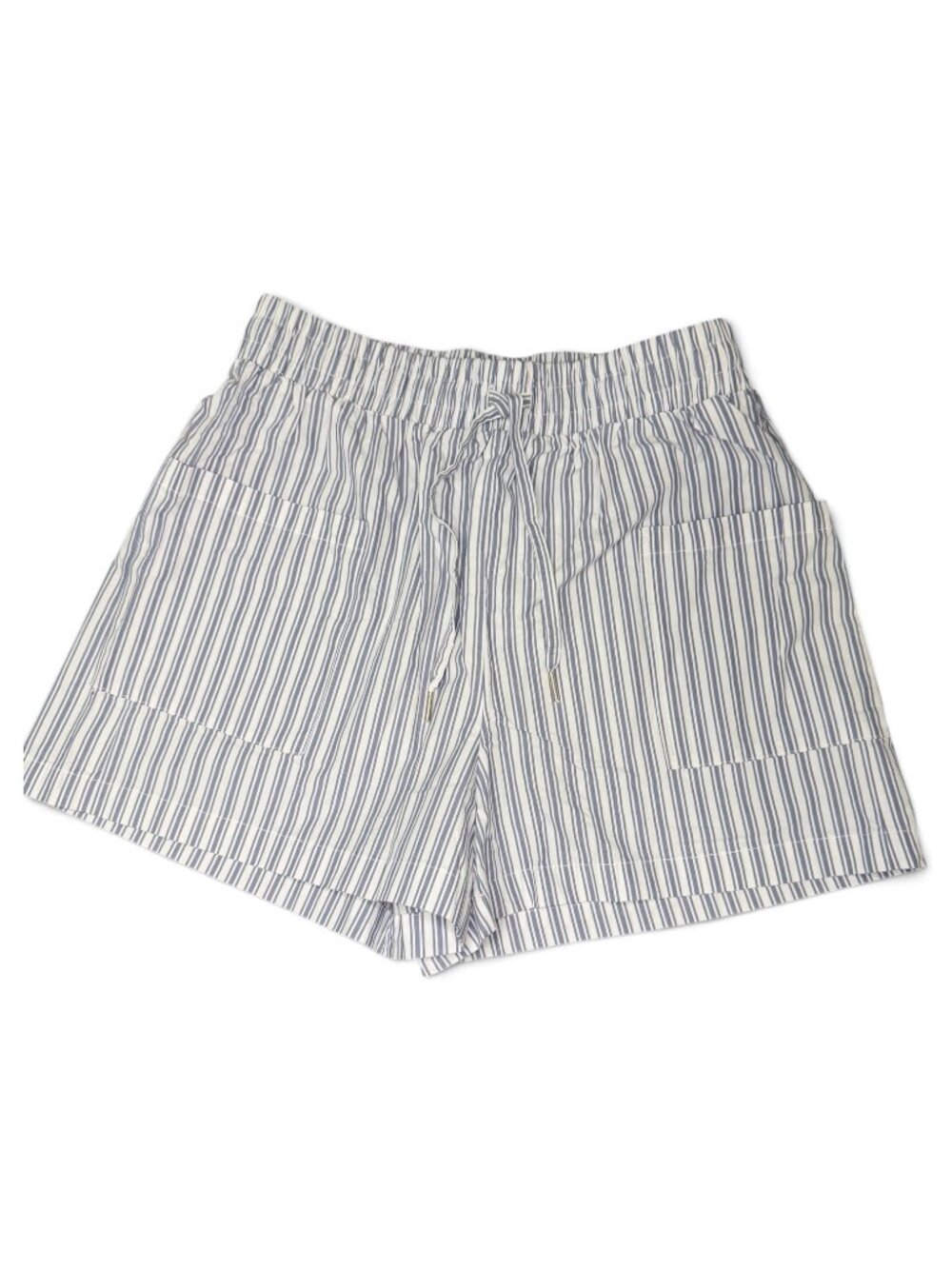 NWT Stella Dux/Saks 5th- Striped Cotton Shorts White Seaport Blue- L- MSRP $128 - Picture 4 of 15